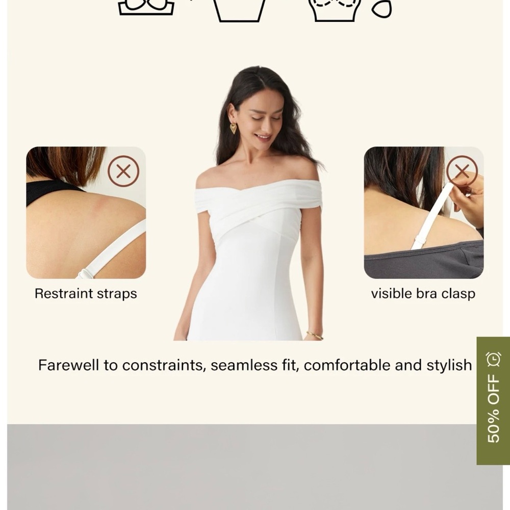 OGL Flowy Criss Cross Off Shoulder Midi Bra Dress Eco Skin Kiss NWT - Picture 7 of 10